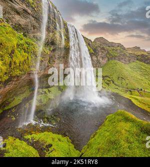 Wasserfall Seljalandsfoss in Island Stockfoto