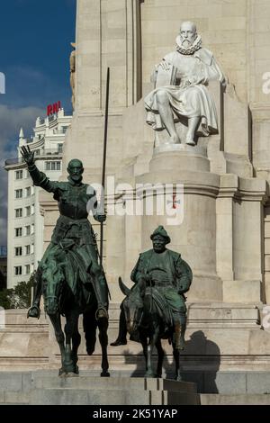 Denkmal für Cervantes auf der Plazza de Espagna in Madrid, Spanien Stockfoto