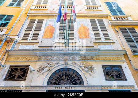 Casa Mazzini, der historische Palazzo Adorno, Sitz des Museo del Risorgimento - Mazziniano Institut. Es war die Heimat des Theoretikers Giuseppe Mazzini Stockfoto