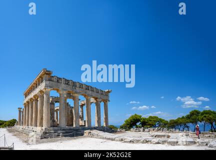 Ruinen des Tempels von Aphaia, Ägina, Saronische Inseln, Griechenland Stockfoto