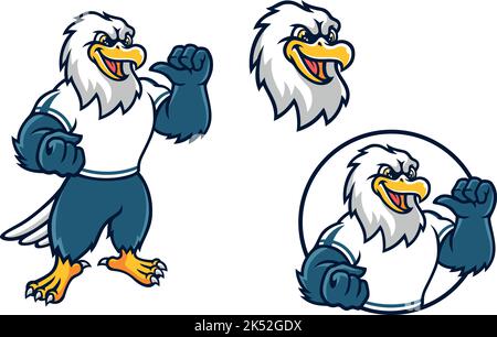 Starker Weißkopfseeadler Maskottchen Charakter Design Stock Vektor