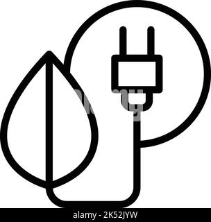 Eco-Plug-Energie-Symbolumrissvektor. Saubere Ökologie. Bio-Globus Stock Vektor