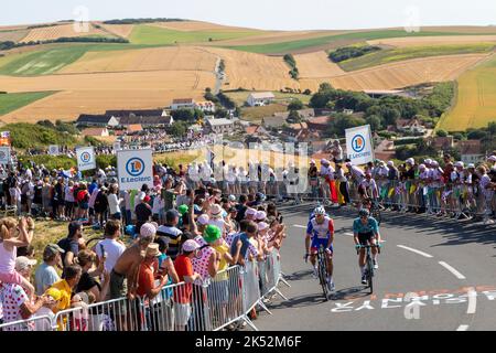 Frankreich, Pas de Calais, Cote d'Opale, Escalles, Passage der Tour de France nach Cap Blanc Nez auf der Etappe Dunkirk-Calais Stockfoto