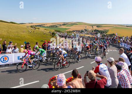 Frankreich, Pas de Calais, Cote d'Opale, Escalles, Passage der Tour de France nach Cap Blanc Nez auf der Etappe Dunkirk-Calais Stockfoto