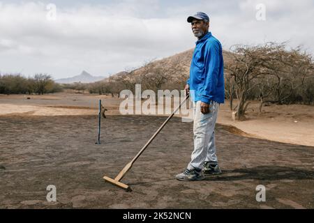 Kap Verde, San Vincente Island, Mindelo, Golf Wartung Stockfoto