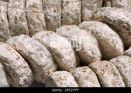 Frankreich, Ardeche, Lamastre, Picodon Rohmilch-Ziegenkäse, AOC- und AOP-Produktion Stockfoto