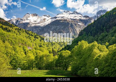 Frankreich, Pyrenäen-Atlantiques, Urdos, Aspe Valley, Somport Pass Stockfoto