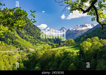Frankreich, Pyrenäen-Atlantiques, Urdos, Aspe Valley, Somport Pass Stockfoto