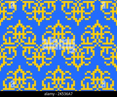 Pixel Art kasachischen Ornament. 8 Bit Traditiona Kasachstan Hintergrund verpixelt Stock Vektor