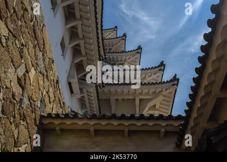 Die Burg Himeji (Himejijō), auch bekannt als Burg des Weißen Reihers, ist Japans am besten erhaltene Feudalburg Stockfoto