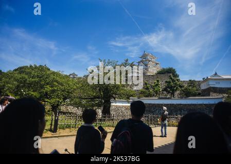Die Burg Himeji (Himejijō), auch bekannt als Burg des Weißen Reihers, ist Japans am besten erhaltene Feudalburg Stockfoto