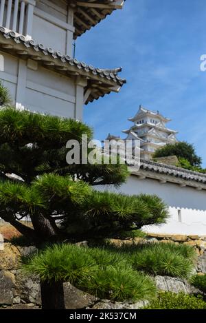 Die Burg Himeji (Himejijō), auch bekannt als Burg des Weißen Reihers, ist Japans am besten erhaltene Feudalburg Stockfoto