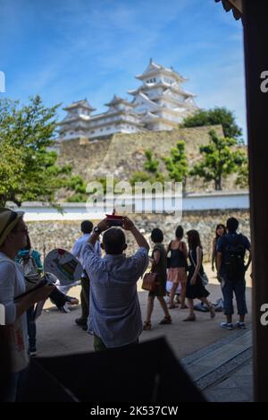 Die Burg Himeji (Himejijō), auch bekannt als Burg des Weißen Reihers, ist Japans am besten erhaltene Feudalburg Stockfoto