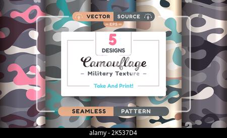 Camouflage nahtlose Muster, militärische Textur, bündeln Krieg Stoff. Stock Vektor