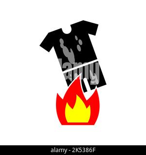 Verbrannte schmutzige Kleidung nach einem nuklearen Angriff. Schild nach einer nuklearen Explosion Stock Vektor