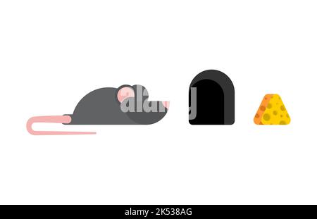 Maus und Käse und Bau Set. Vektorgrafik Stock Vektor