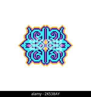 Pixel Art Element der kasachischen Ornament. 8 Bit traditionelles Zeichen in Kasachstan verpixelt Stock Vektor