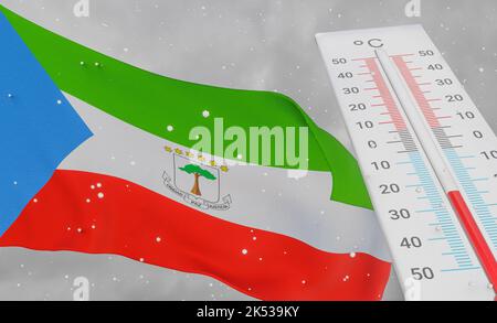 Winter in Äquatorialguinea mit schwerer Kälte, negativer Temperatur, Kalte Jahreszeit in Äquatorialguinea, grausamsten kältesten Wetter in Äquatorialguinea, F Stockfoto