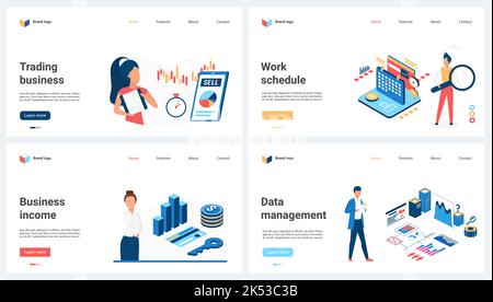 Vektordarstellung für Unternehmenswachstum, Erfolg und Führung. Cartoon professionelle Corporate Manager arbeiten an Fortschrittlösungen, Strategiekonzept für Banner, Website-Design oder Landing Web Page Stock Vektor