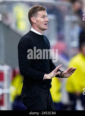 Rotherham United-Manager Matt Taylor beim Sky Bet Championship-Spiel im AESSEAL New York Stadium, Rotherham. Bilddatum: Mittwoch, 5. Oktober 2022. Stockfoto