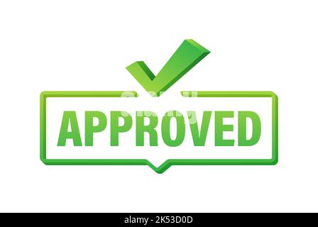 Genehmigte Medaille. Runder Stempel für genehmigte und geprüfte Produkte, Software und Services. Vektorgrafik. Stock Vektor