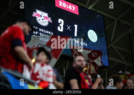 Leipzig, Deutschland. 05. Oktober 2022. Fußball: Champions League, Gruppenphase, Gruppe F, Matchday 3, RB Leipzig - Celtic. Das Endergebnis ist 3:1. Quelle: Jan Woitas/dpa/Alamy Live News Stockfoto