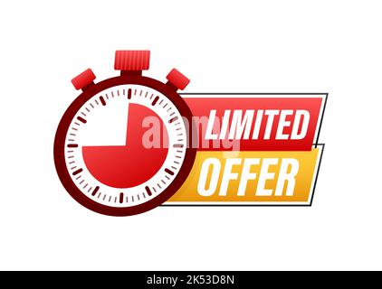 Labels Mit Begrenztem Angebot. Countdown-Logo für Wecker. Ausweis für zeitlich beschränktes Angebot. Vektorgrafik. Stock Vektor