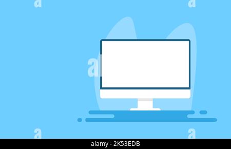 Moderne Computermonitoranzeige mit leerem Bildschirm isoliert auf weißem Hintergrund Stock Vektor