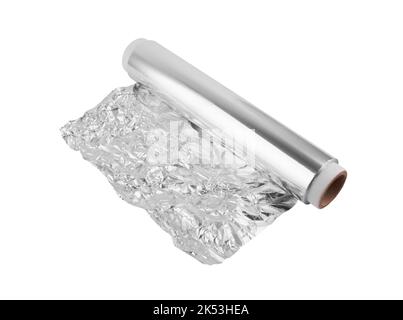 Aluminiumfolie isoliert auf weißem Hintergrund Stockfoto