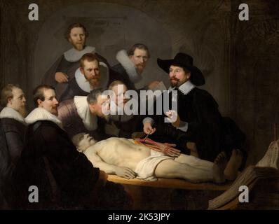 Anatomieunterricht von Dr. Nicolaes Tulp, 1632, Gemälde von Rembrandt Stockfoto