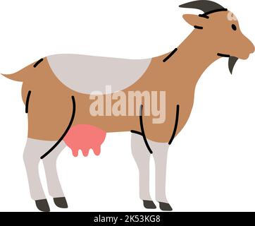 Ziege handgezeichnete Silhouette. Ziegensymbol. Nutztier isoliert auf weißem Hintergrund. Stock Vektor