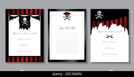 Ein Set von Karten mit Piratenmotiven Stock Vektor