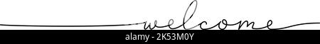 Begrüßungswort - eine Zeile mit Wort. Minimalistische Zeichnung der Phrase Illustration. Stock Vektor