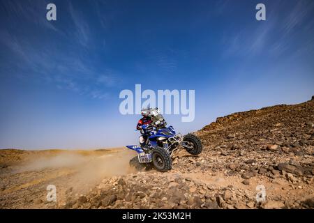 Marokko - 05/10/2022, 157 DUTRIE Axel (Fra), Drag'on Rally Team, Quaddy 700, Aktion während der Etappe 4 der Rallye du Maroc 2022, 3. Runde der 2022 FIA Rallye-RAID-Weltmeisterschaft, am 5. Oktober 2022 zwischen Laayoune und Tan Tan, in Marokko - Foto Germain Hazard / DPPI Stockfoto