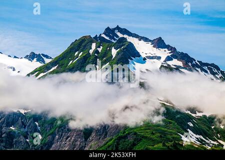 Blick auf den Chilkat Inlet & Glacier Bay National Park & Preserve von Moose Meadow; Chilkat State Park; Haines; Alaska; USA Stockfoto