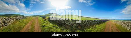 Die grüne Landschaft der Insel Graciosa, Azoren Stockfoto