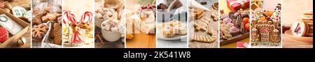 Sammlung von köstlichen Weihnachtsdesserts auf dem Tisch Stockfoto
