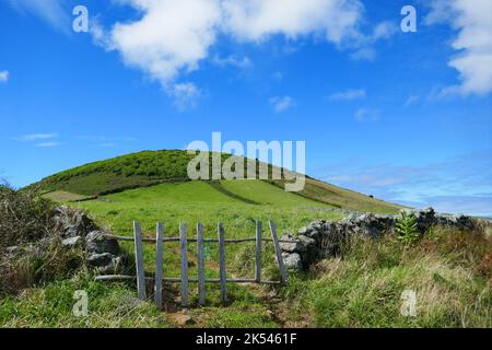 Die grüne Landschaft der Insel Graciosa, Azoren Stockfoto