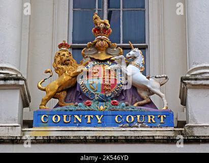 Wolverhampton Old County Court House, Wolverhampton Old County Court Crest, Queen Street, Wolverhampton , West Midlands, England, WV1 1ES Stockfoto