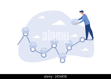 DCA, Dollar-Kosten durchschnittlich Anlagestrategie, um die gleiche Menge an Geld jeden Monat setzen, um mehr Reichtum und Gewinn zu verdienen Konzept, intelligente Unternehmer inves Stock Vektor