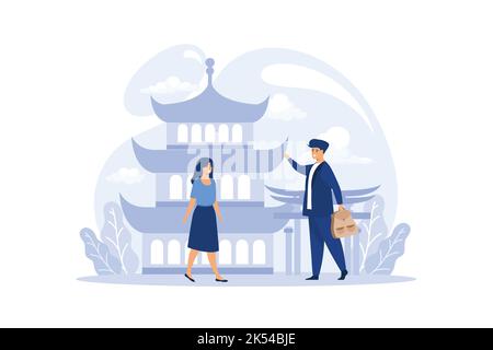 Chinesische Sprachklasse der Schüler studiert soziale Naturwissenschaften der Schulbildung Illustration Stock Vektor