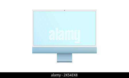 Realistischer Computermonitor mit leerem Bildschirm. Mockup-Banner des Computermonitors. Leerer Bildschirm für Text, Design. PNG. Perspektivische Anzeige mit Schwarz Stock Vektor