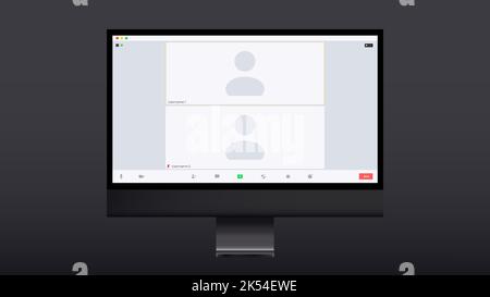 Videokonferenz Anruf Interface Vektor Vorlage. Online-Kommunikation Computer-Programm Bildschirm Modell. Remote Quarantäne lernen, Job, Training Stock Vektor
