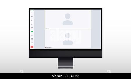 Videokonferenz Anruf Interface Vektor Vorlage. Online-Kommunikation Computer-Programm Bildschirm Modell. Remote Quarantäne lernen, Job, Training Stock Vektor