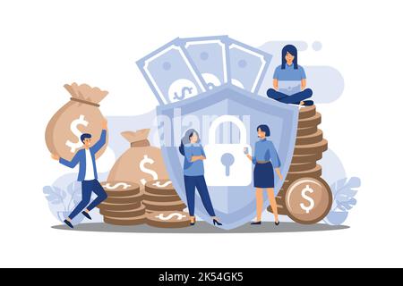 Vektorgrafik flach, Geldschutzkonzept, Stock Vektor