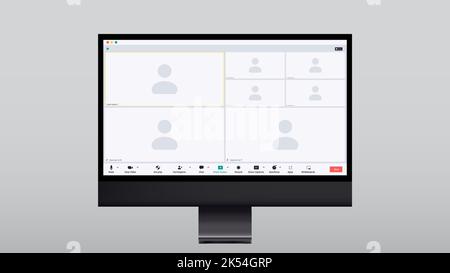Benutzeroberfläche für Videokonferenzen. Symbol für Videokonferenz. Digitale Kommunikation. Online-Chat für Geschäftsseminare. Benutzeroberfläche für Videokonferenzen Stock Vektor