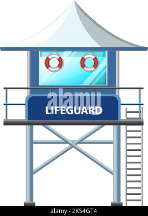 Rettungsschwimmer Tower Cartoon Style Illustration Stock Vektor