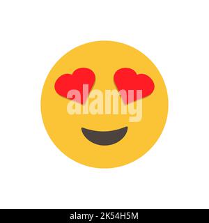 Herzaugen, verwendet, um das Gefühl von Liebe und Anziehung zu vermitteln. Lustiges gelbes Emoticon. Emoji. 3D Emoticon für Web. Für Emoticon Zeichen Design Stock Vektor