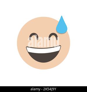 Puh Emoji, grinsend Gesicht mit Schweiß, Relief Emoji. Lustige gelbe Emoticon. Lächelnd Emoticon Charakter Design. Isoliert 3D. Vector Emoticon. Für ui Stock Vektor