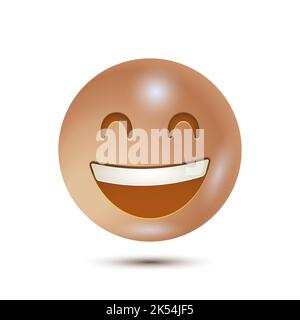 Grinsendes Gesicht mit lächelnden Augen, glückliches Gesicht, lächelndes Gesicht. Lustiges gelbes Emoticon. Lächelndes Emoticon-Charakterdesign. Isoliert auf weißem Hintergrund Stock Vektor